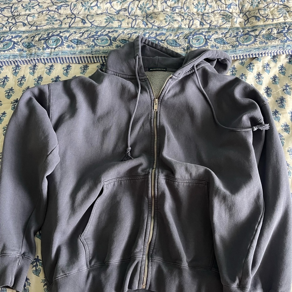 Brandy Melville Gray Zip-Up Hoodie